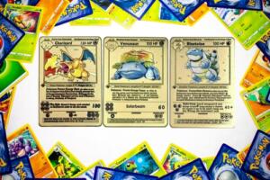 Metal Pokemon Cards Base Set Gold