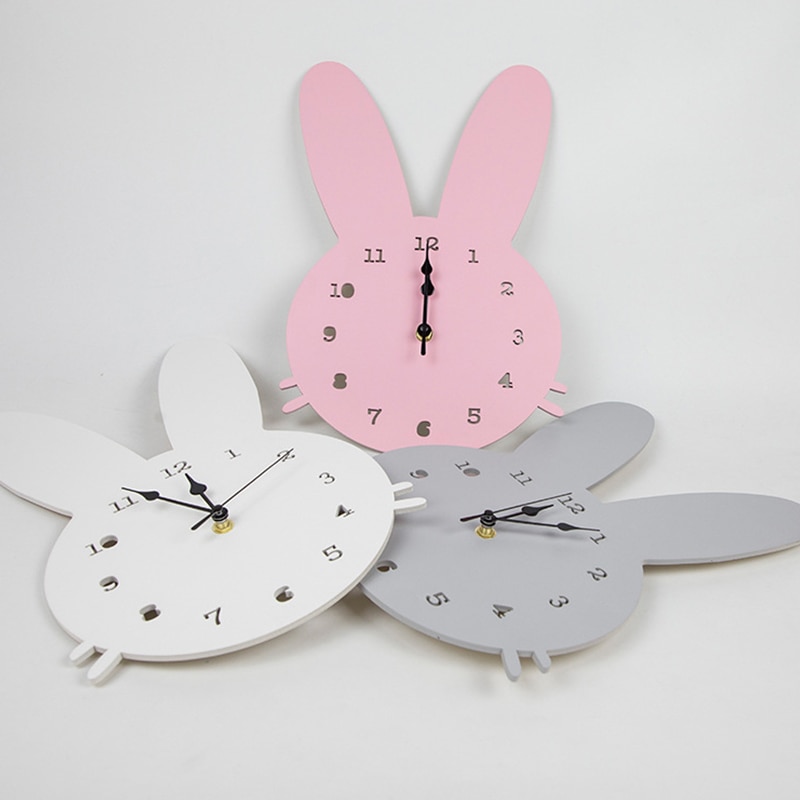 Wood Bunny Clock For Room Decoration