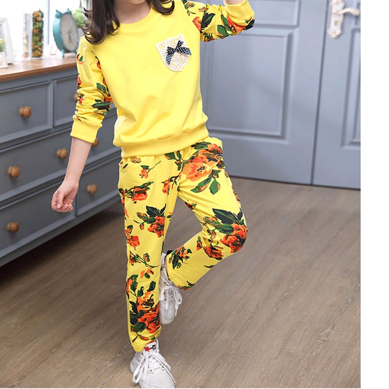 Floral Baby Girl Clothes Cotton Kids Tracksuit