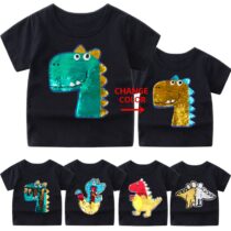 Cartoon Sequin Dinosaur Kids Shirt