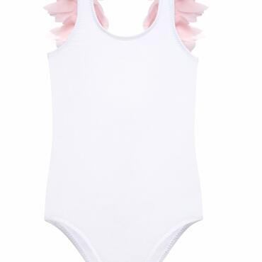 Pretty Pink Petals on White Tank Bathing Suit
