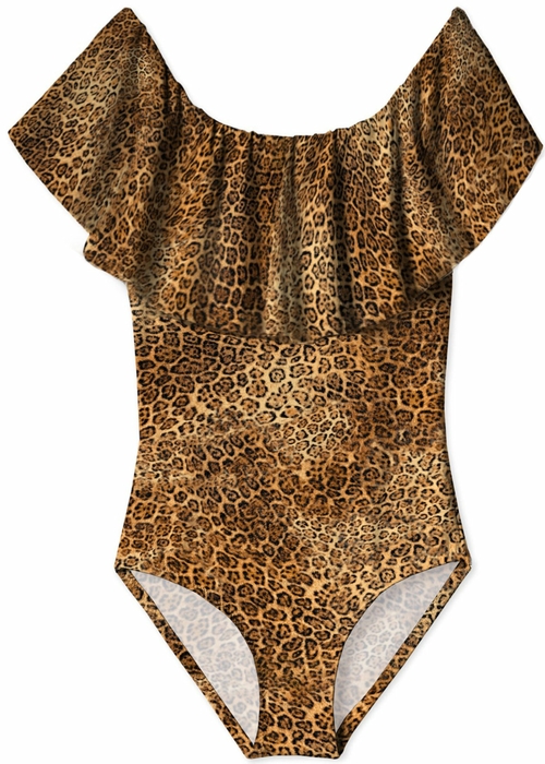 Cheetah Ruffle Bathing Suit