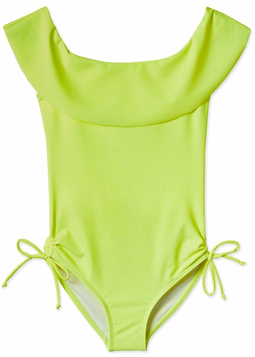 Neon Yellow Draped Swimsuit