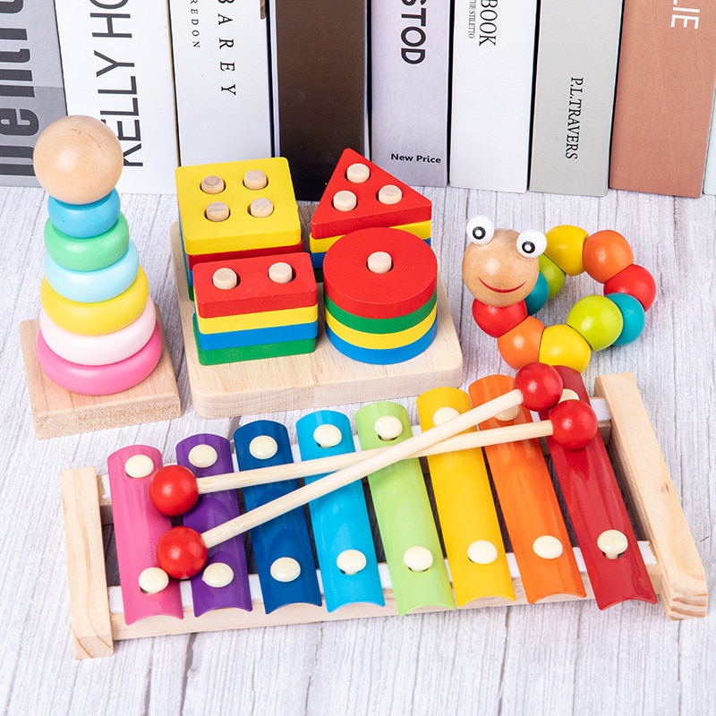 Rainbow Blocks Circles Bead Xylophone Toys