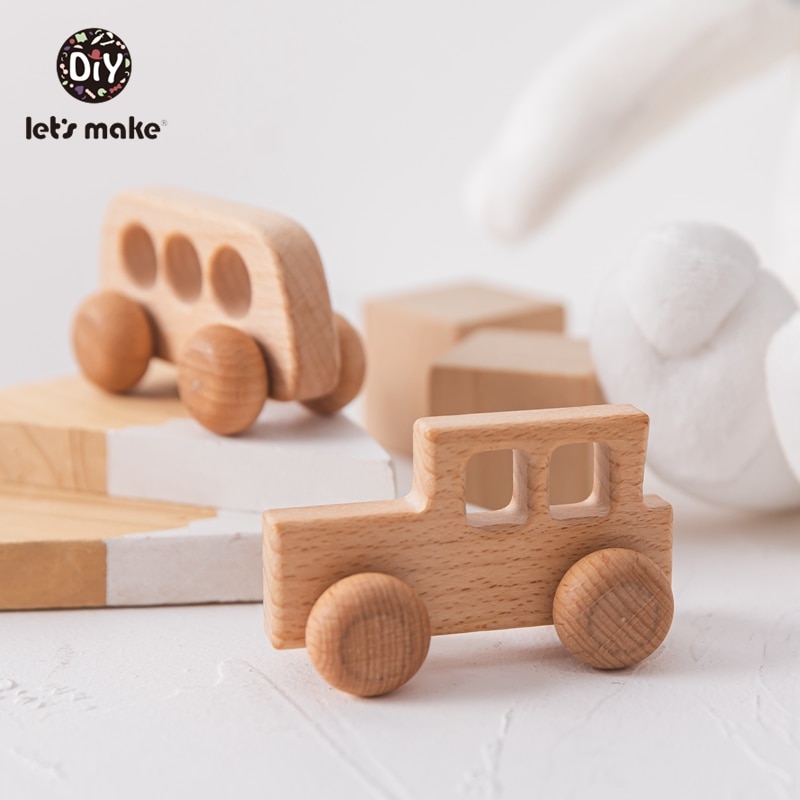 Wooden Car Cartoon Educational Montessori Toys For Children