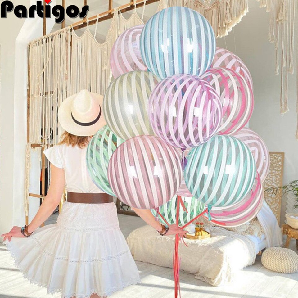 Multicolor Clear Stripe Balloons